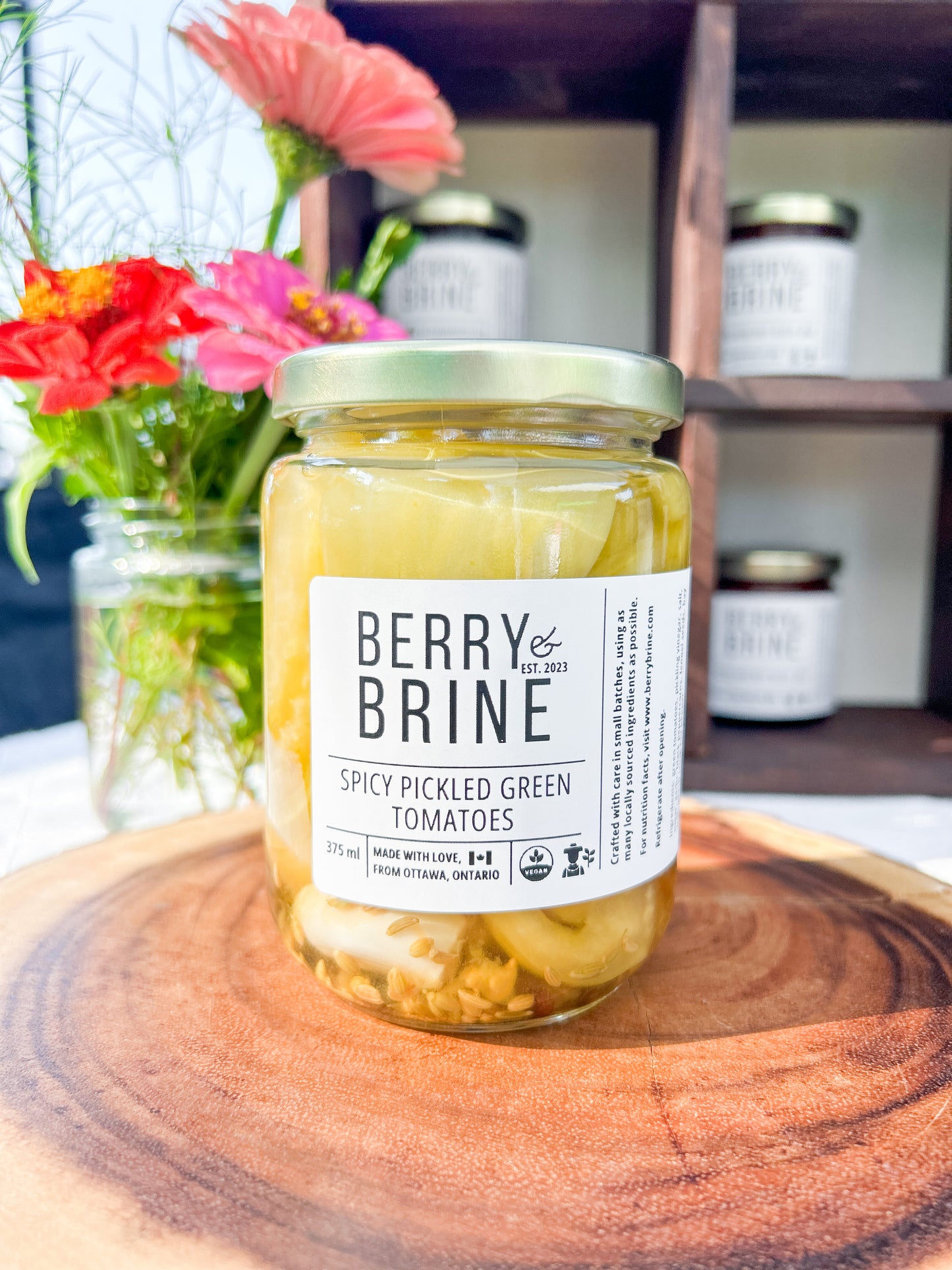Spicy Pickled Green Tomatoes -Berry and Brine Local Preserves & Ottawa Catering