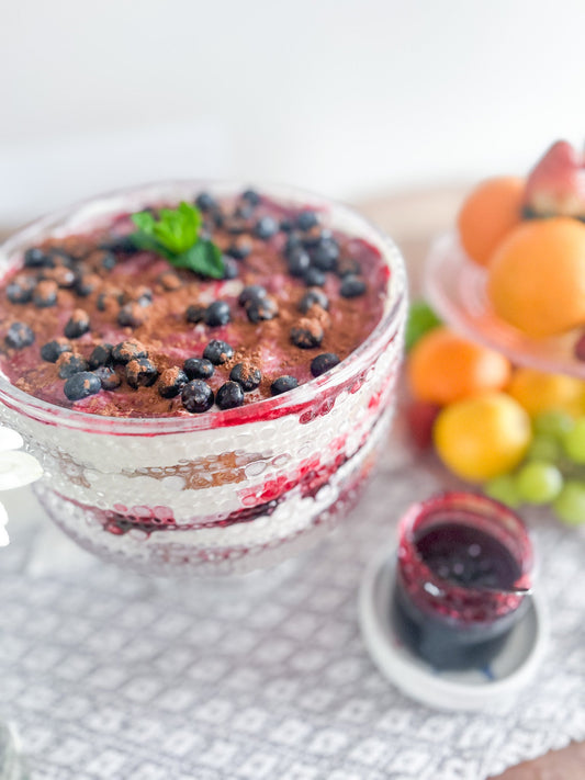 blueberry & amaretto tiramisu trifle
